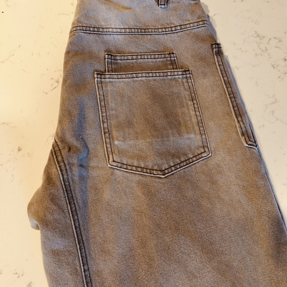 Relaxed Boyfriend Jeans with Drawstring Waist in Washed Grey/Taupe - Picture 7 of 10